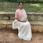 Mira Crop Top and Saree Blouse in Peach Blockprinted Handloom Cotton