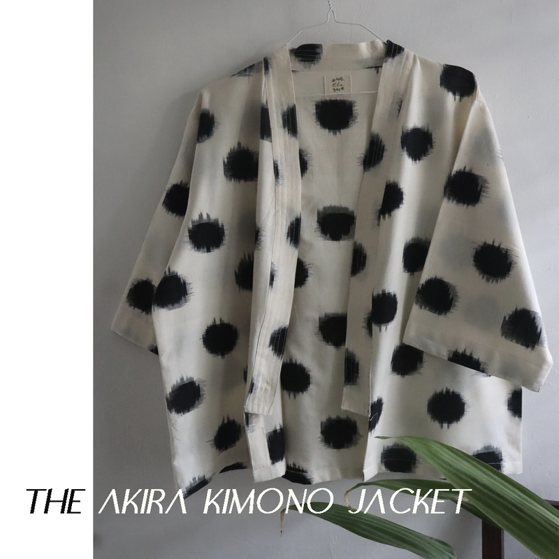The Akira Kimono jacket in Double Ikat: Black & White