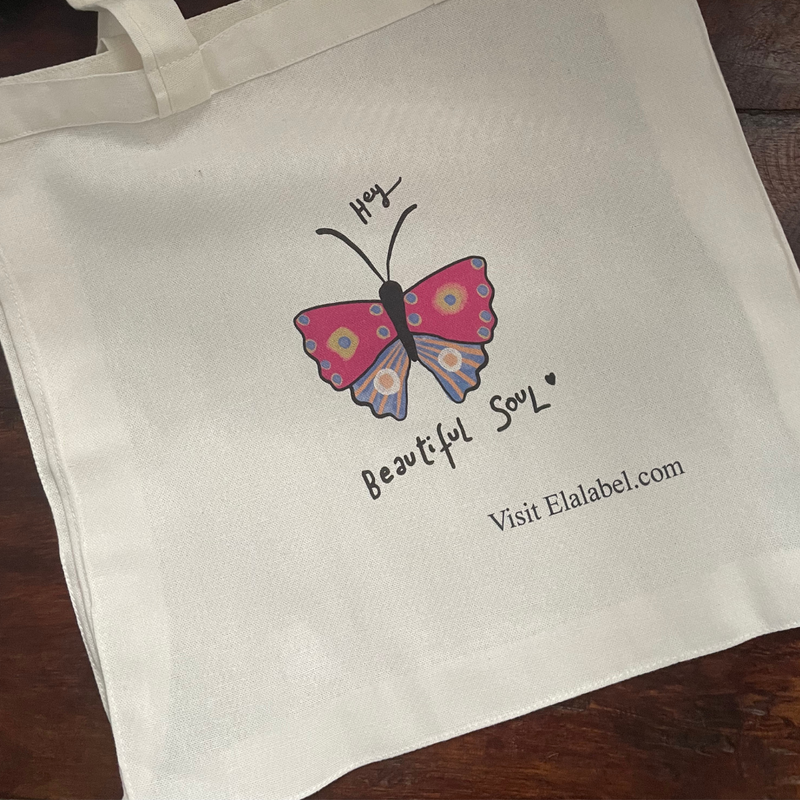 Illustrated Butterfly Tote Bag