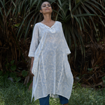 Nargis Panelled Tunic in Blockprinted Mulmul Cotton