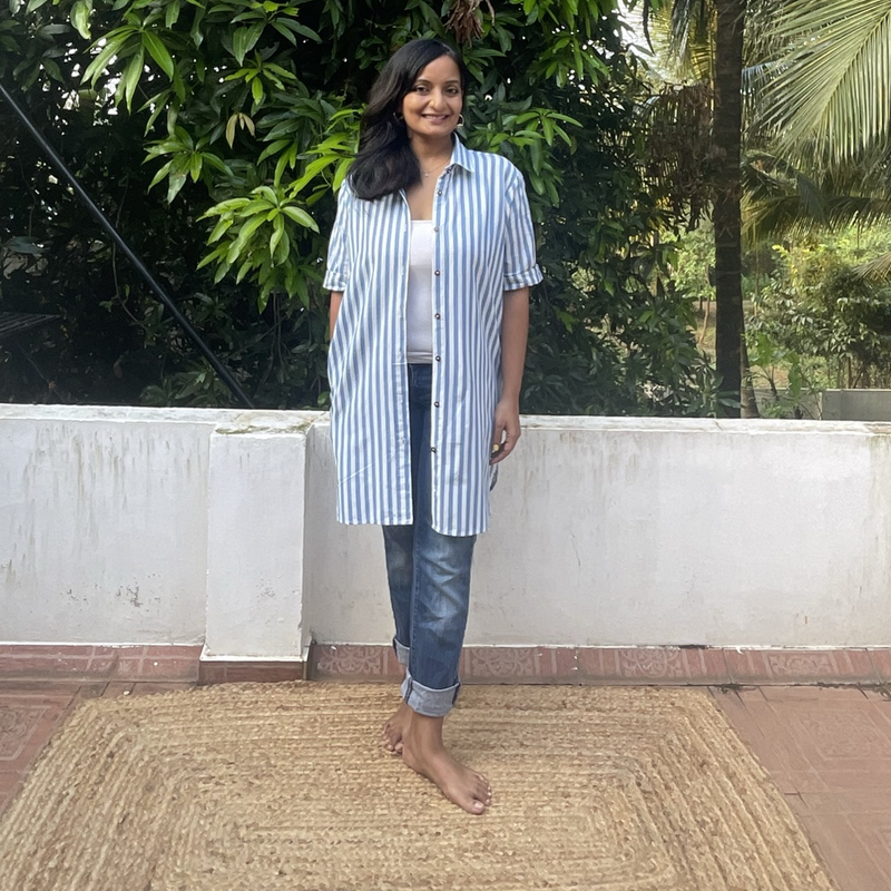 The Anagha Shirt Dress in Striped Handloom Cotton